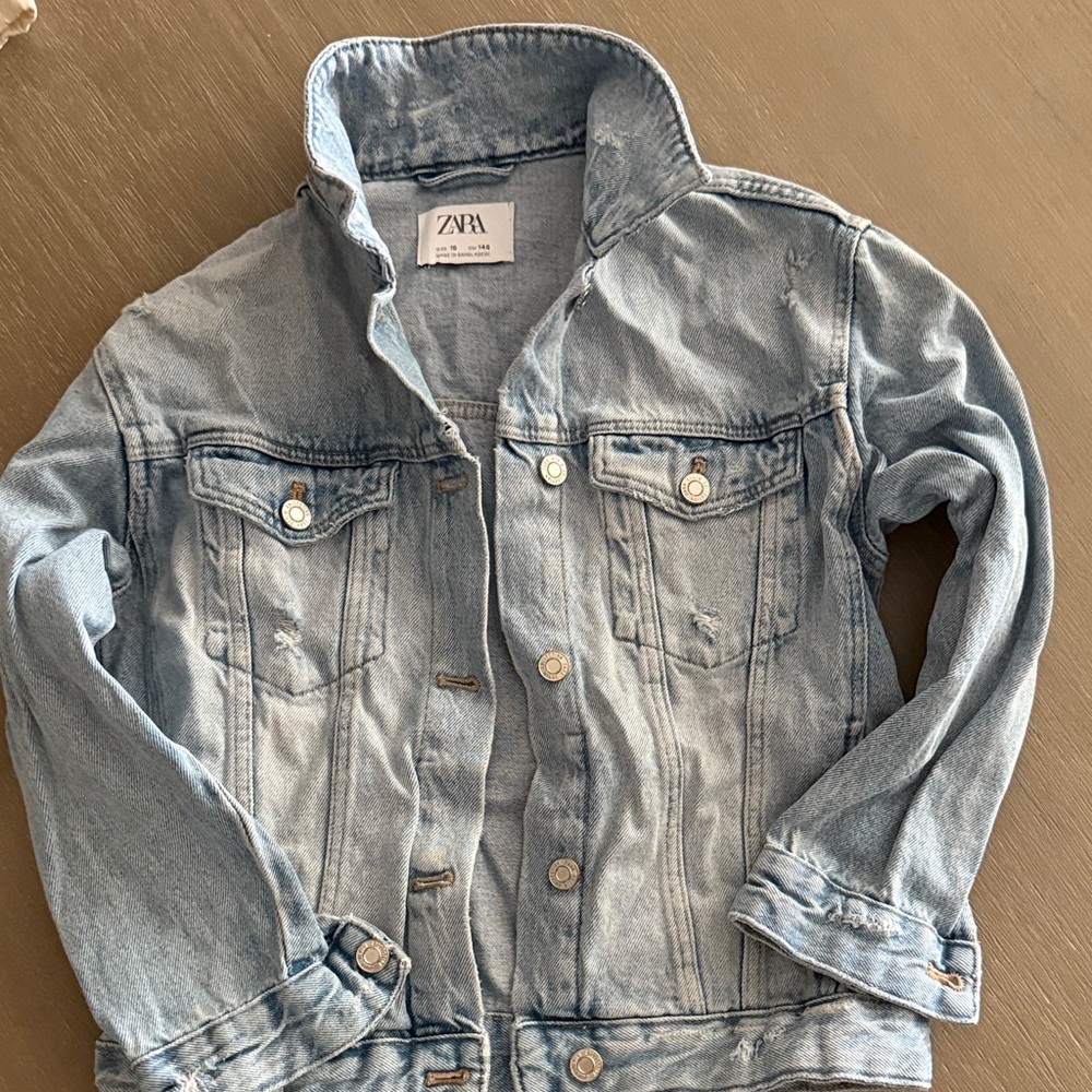 Zara Girls Faded Blue Denim Jacket